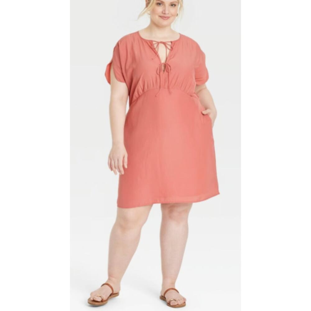 New Universal Thread Pink Dress Women's XXL Flutter Sleeve Feminine Valentines